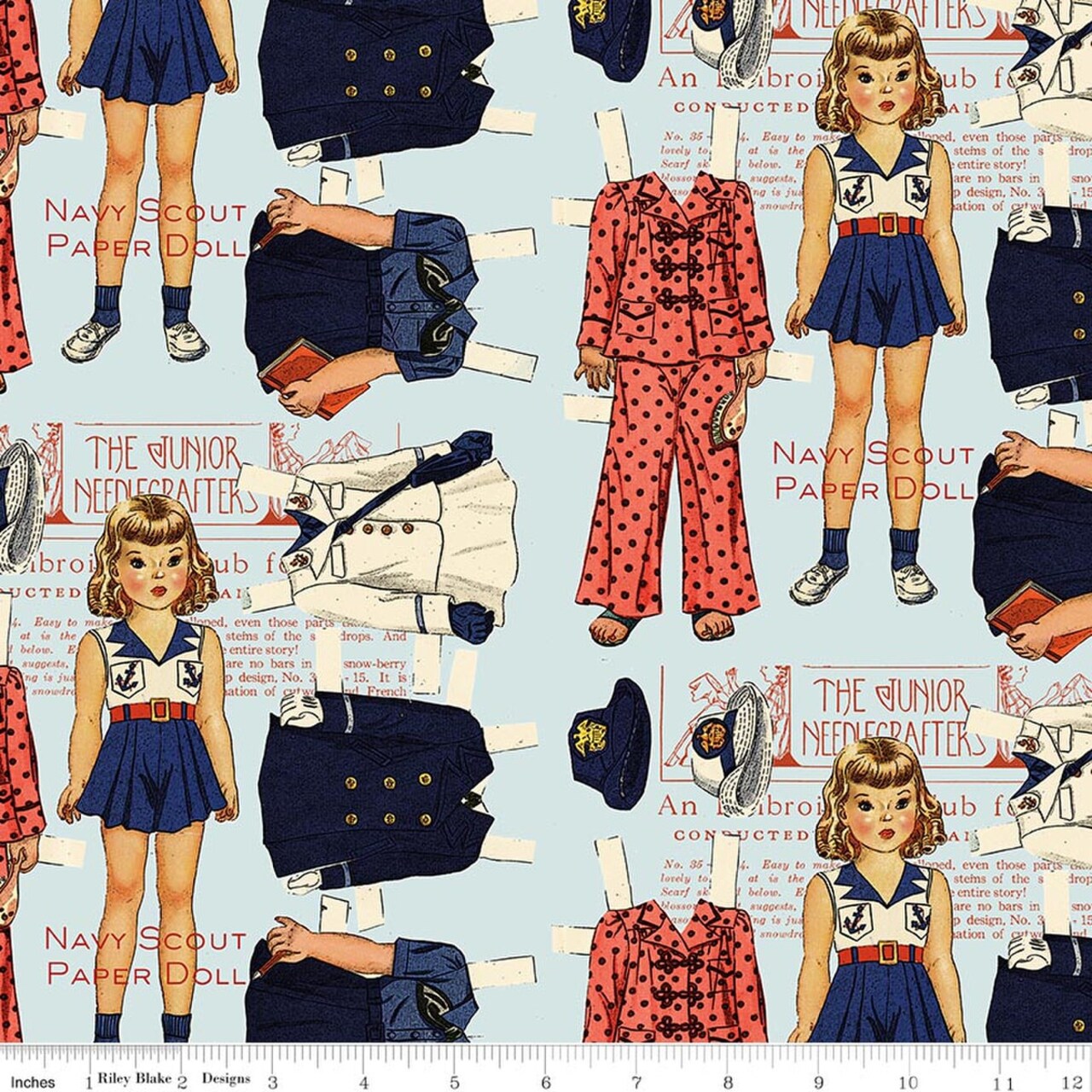 Navy Scout Paper Doll in Blue (cd17344-blue) | Sew America | J Wecker Frisch | Riley Blake